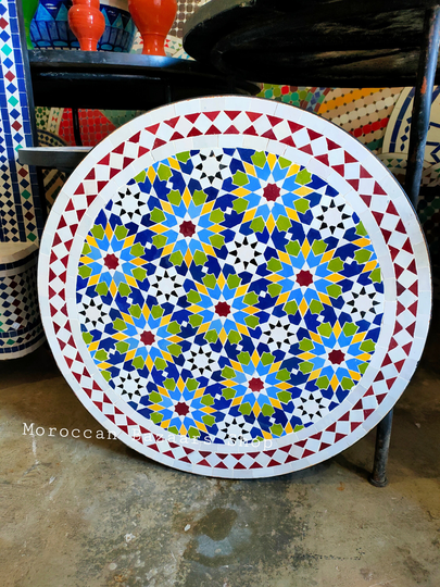 Moroccan Table, Luxury Furniture, Mosaic Metal Table Frame, Outdoor Round Dining Garden New Home Gift