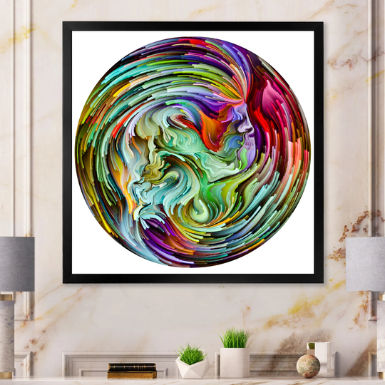 Designart 'Circle Colorful Liquid Color VI' Modern Framed artwork