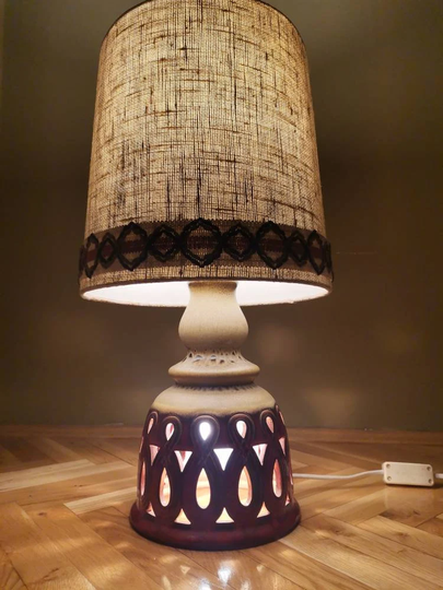 Vintage Germany Ceramic Table Lamp/Mid Centuri With Double Light Rare Lamp/ Century Lighting /Vintage Home Decor