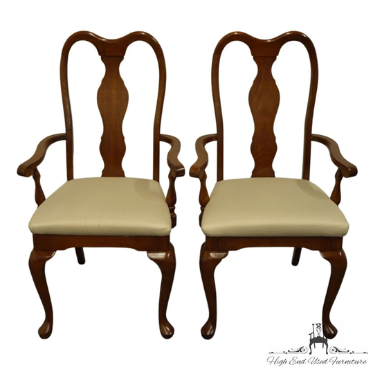 Set Of 2 Dixie Furniture Solid Cherry Traditional Queen Anne Style Dining Arm Chairs 292880