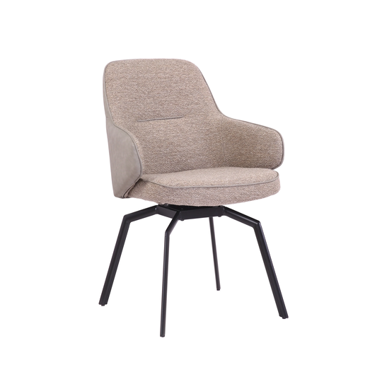 Porthos Home Urki Swivel Fabric and PU Leather Accent Chair with Steel Legs