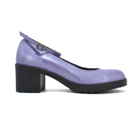 Purple Chunky Mid Heel Platform Mary Janes, Ankle Strap Pumps, For Free 2nd Pair Leather Straps, Women Vintage Shoes