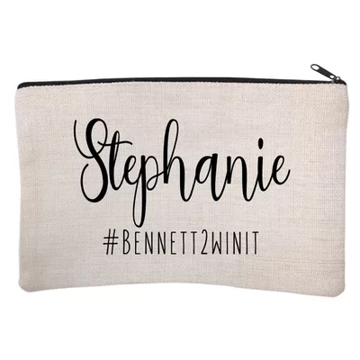 Personalized Bridal Party Hashtag Cosmetic and Makeup Bag