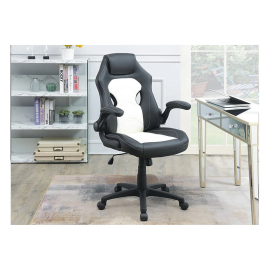 Office Chair Upholstered 1pc Comfort Chair Relax Gaming Office Chair Work Black And White Color