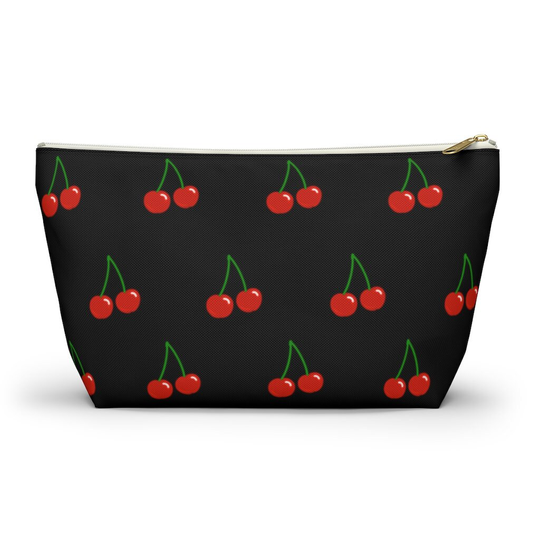 Black Cherry Pouch, Cosmetic Bag, Pencil Case