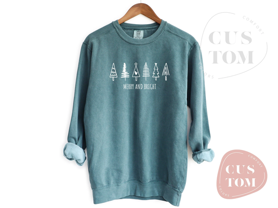 Christmas Sweatshirt Comfort Colors Sweatshirt, Merry & Bright Xmas Sweater, Colors, Family Gift Cozy
