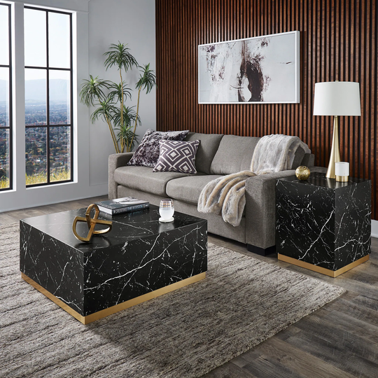 Darcy Faux Marble Square Table Set with Casters by iNSPIRE Q Bold