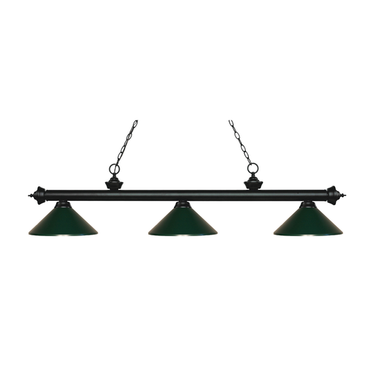 Avery Home Lighting Riviera Matte Black 3-light Island/Billiard Dark Green-finished Light - Matte Black