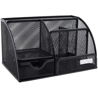 Sleek Matte Black 6 Compartment Desk Organizer