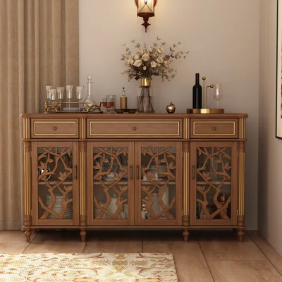 Retro Sideboard With Carved Door Panel