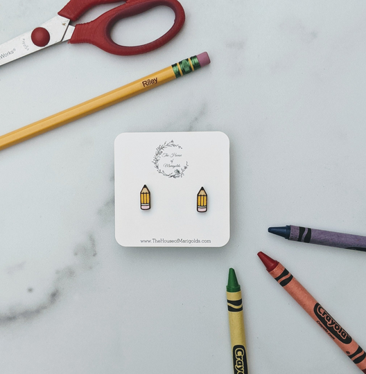 Pencil Earring Studs| Teacher Earrings| Writer Gift| Back To School| School Supplies| End Of Year Gift