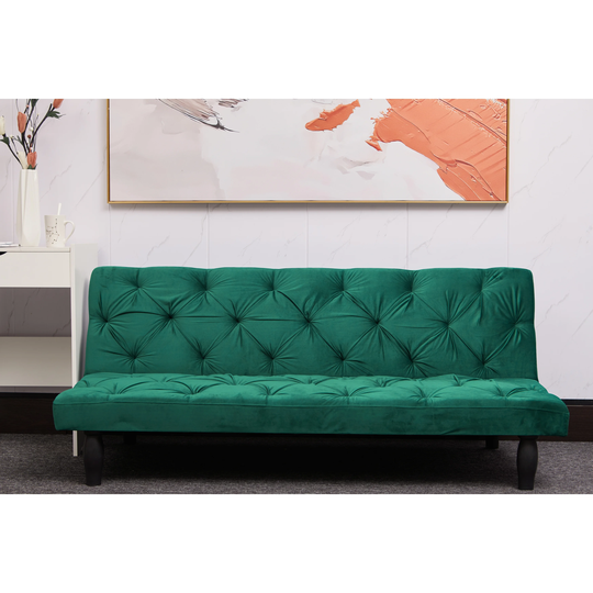 Sofa converts into sofa bed 66" black velvet sofa bed suitable for family living room, apartment, Solid wood Frame