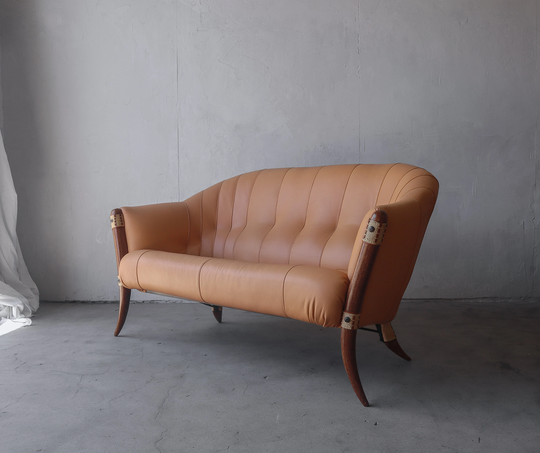 Pacific Green Leather 3-Seater Lima Sofa