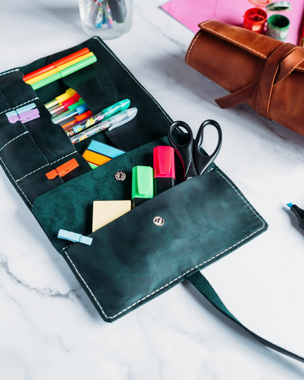 Leather Pencil Roll, Calligraphy Set, Pen Case