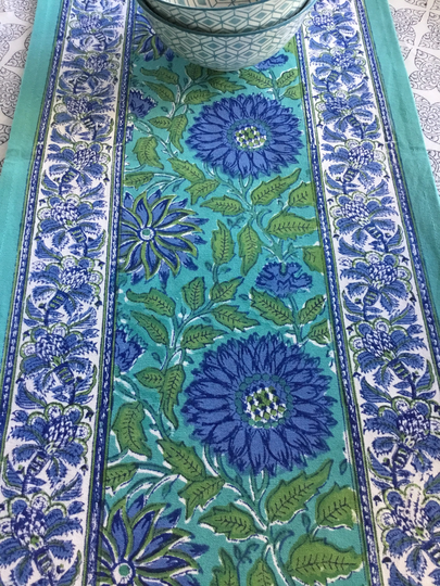 Block Print Table Runner, 13x67 Inch, 100% Cotton Canvas, Setting, Decor, Tablescape, Party, Shower, Hostess Gift, Holiday