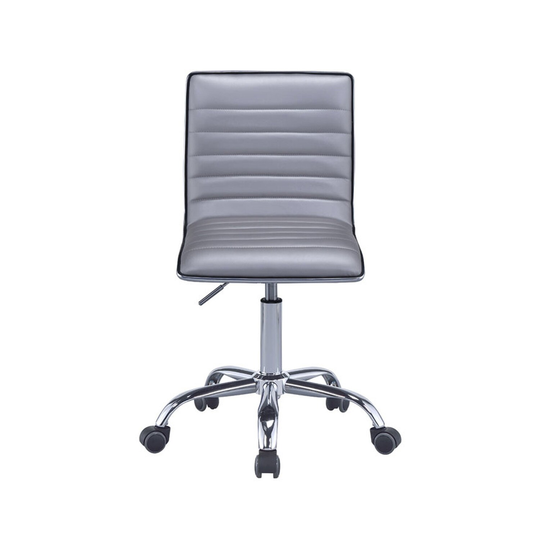 Upholstered Office Chair in Silver PU and Chrome Finish