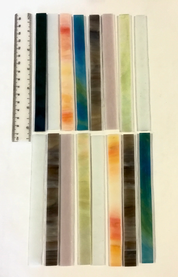 6" X 1/2" Strips Mixed Colors Stained Glass T10