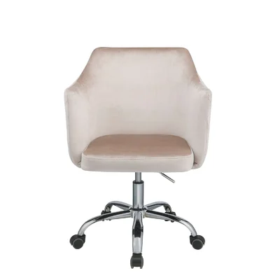 Office Chair In Champagne Velvet & Chrome
