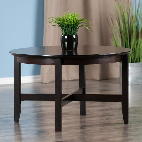 Round Coffee Table, Wooden End Table Snack Table with X-Cross Legs