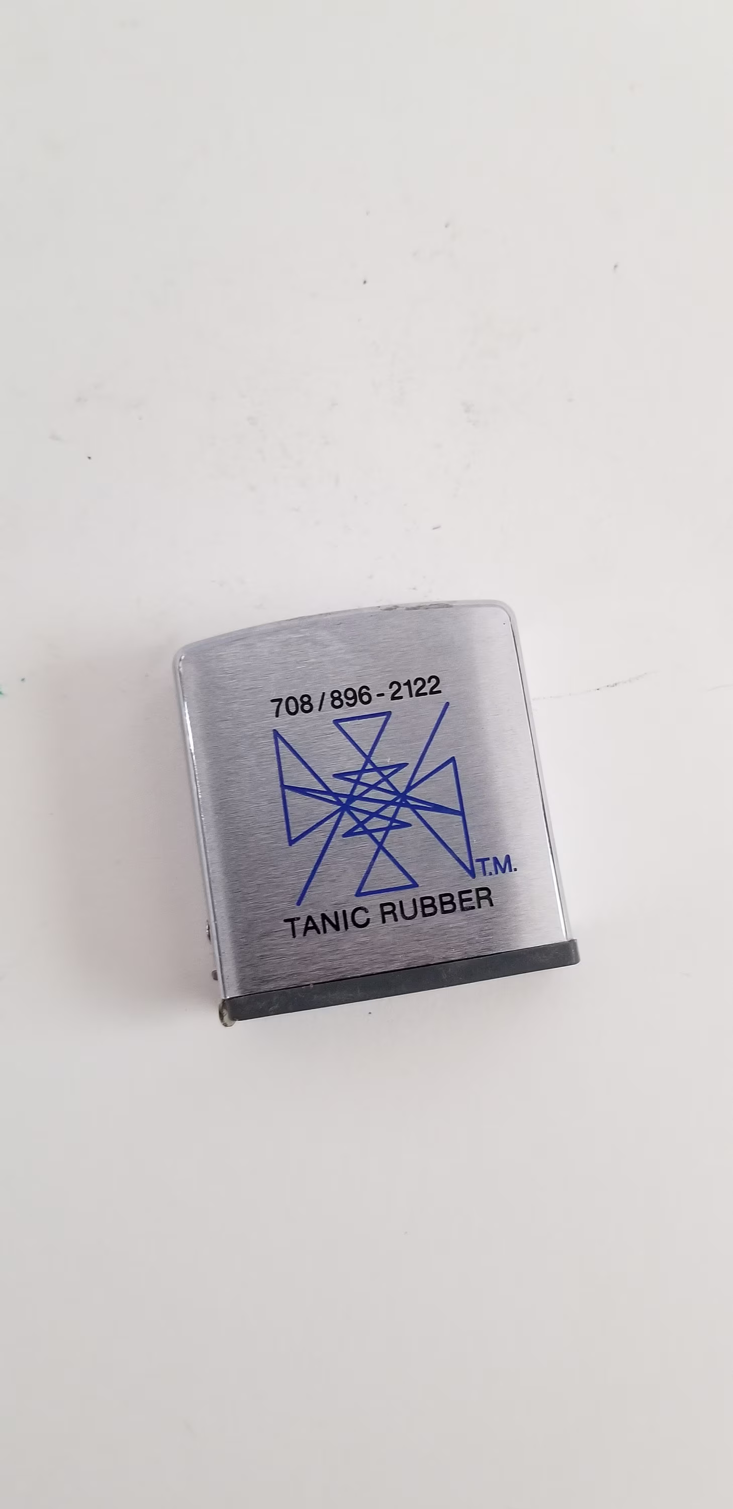 Vintage 1980's Zippo Stainless Steel Advertising Tape Measure For Tanic Rubber Plates Measures Out To 76" Imperial & Metric