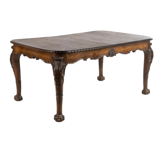 Antique French Dining Table, Louis Xv Style, Walnut, Carved