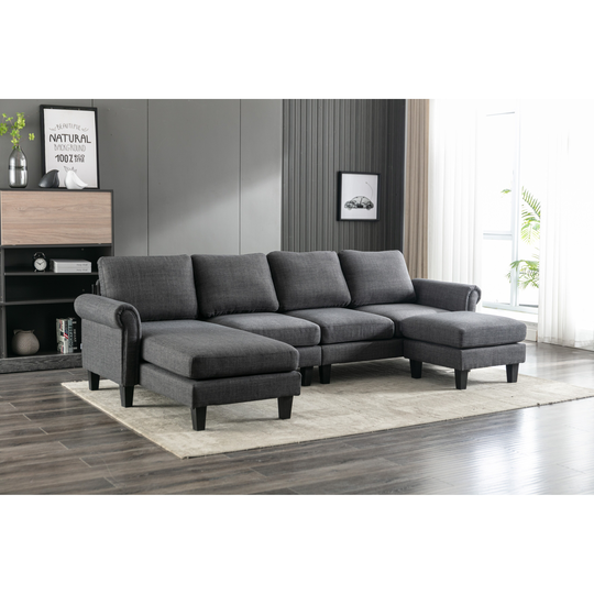 U-shaped Sectional Sofa Living Room Sofa Velvet Upholstery Chaise Accent Sofa