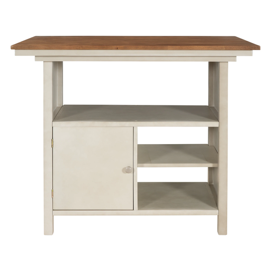 Counter Height Dining Table Wooden Kitchen Table with Storage Cabinet