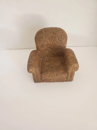 Heavy Mini Doll Chair Or Candle Holder Made Of Solid Rock Stone in Beige Color By Square Nest