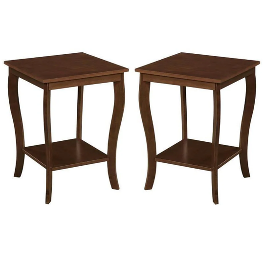 Furniture End Table in Espresso Wood Finish - Set of 2 - 54 x 84