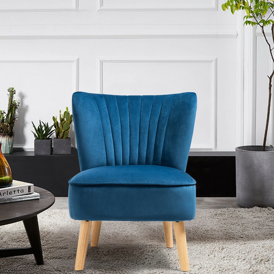 Armless Accent Chair Modern Velvet Leisure Chair - 21.5" x 27" x 28.5" (L x W x H)