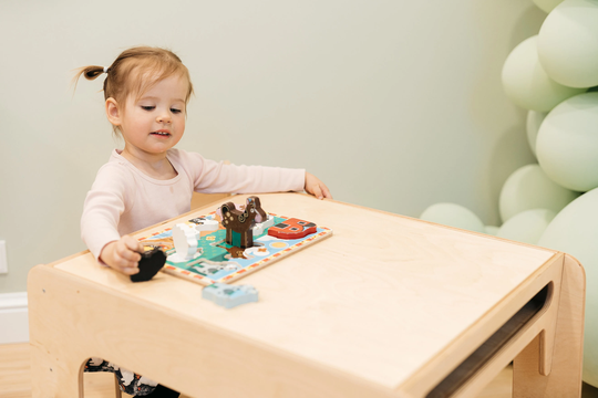 Kids Table & Two Chair Set, Reversible Tabletop With Blackboard, Extra Storage Compartment, Open Ends For Easy Access