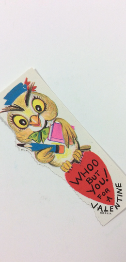 School Owl Book Pencil Vintage 1950S Unused Valentine Greeting Card