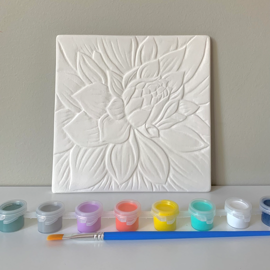 Floral Ceramic Tile, Painting Kit, Tile Paint Kits, Ready-To-Paint Ceramics, Art Kits For Kids, Kids & Craft Supplies