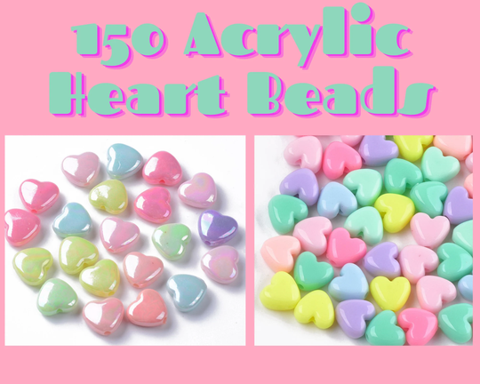 150 Heart Acrylic Beads, Mixed Color, 11mm, Ab Plated, Diy Craft, Jewelry Making, Kid's Crafts, Rainbow Valentine's Day, Love