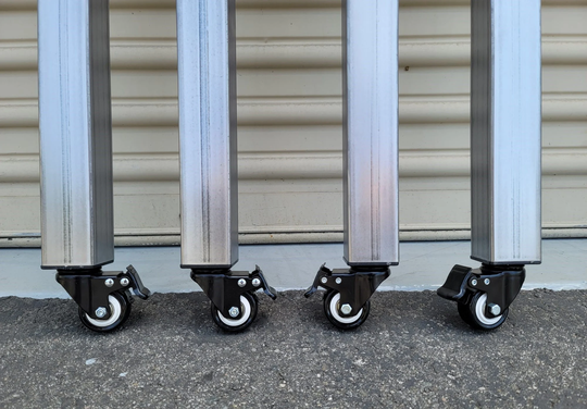 4 Square Metal Table Legs With Wheels 2", Table Legs, Dining Wheels, Industrial