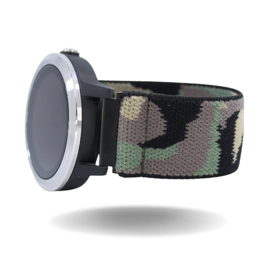 Elastic Watch Band For Garmin Vivoactive 3 & Music - Fits Vivo Active With 20mm Adapters Green Camo Military Army Mens Gift