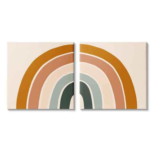 Stupell Industries Asymmetric Warm Earth Toned Retro Rainbow Arches, 2pc Multi Piece Canvas Wall Art Set - Multi-Color
