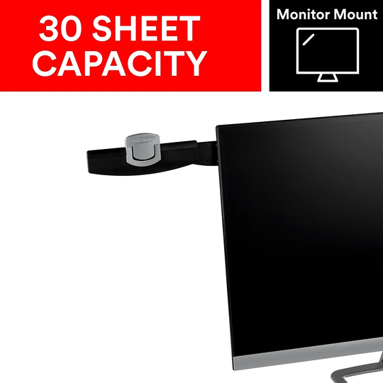 3M 30 Sheet Capacity Black Monitor Mount Document Clip - 3" x 11.4" x 6"