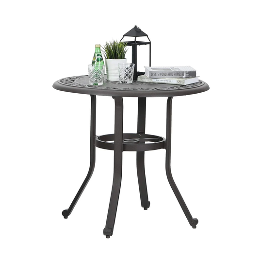 Sophia & William Outdoor Patio Dining Table Round, Modern Cast Aluminum Outdoor Furniture Dining Table with Umbrella Hole