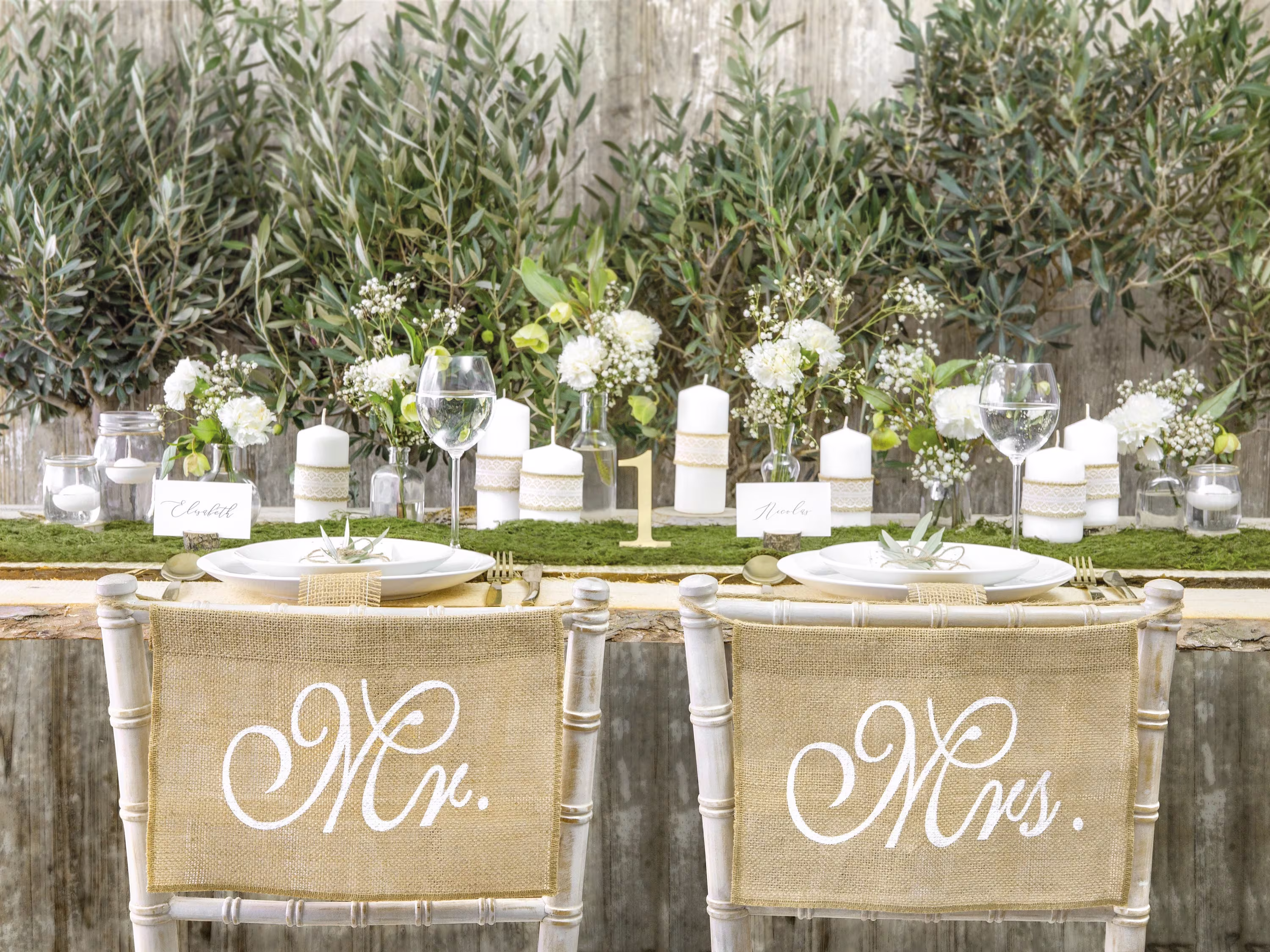 Wedding Chair Signs Mr & Mrs Burlap Banner For Vintage Rustic Boho Outdoor Rehearsal Dinner Engagement Décor Newlywed Place Sign