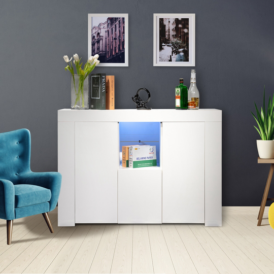 GZMR White sideboard UV coated with LED Lgihts