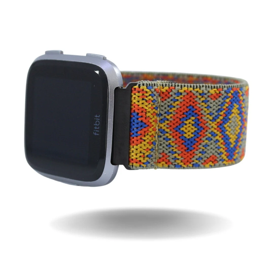 Elastic Fitbit Versa Watch Band - 1, 2, Lite Orange Blue Yellow Sand Stretch Scrunchy Boho Fall Comfy Gift