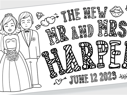 Giant Coloring Poster - Wedding Reception Page For Kids Banner Big