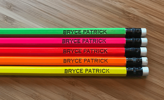 Neon Personalized Pencils - Custom Pencil Foil Stamped Gift For Teacher Stocking Stuffer Name