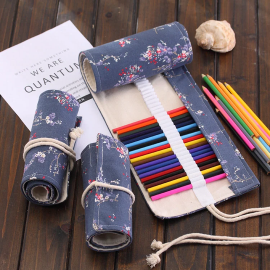 36/48/72 Slots Canvas Flower Roll Pencil Case | Pen Storage Pouch Painting Brush Holder Craft Too Bag Wonderful Birthday Gift