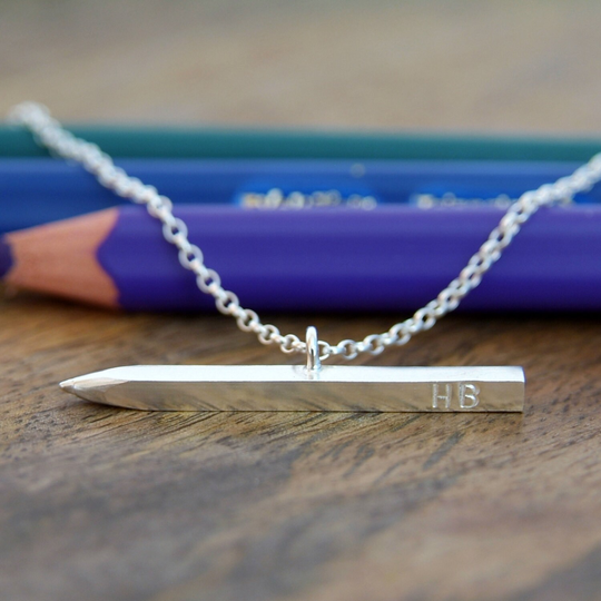 Silver Pencil Necklace - Personalised Pendant Gift For Writer, Artist Or Note-Maker