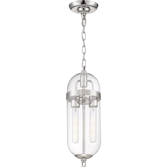 Fathom 2-Light Pendant Fixture Polished Nickel with Clear Glass