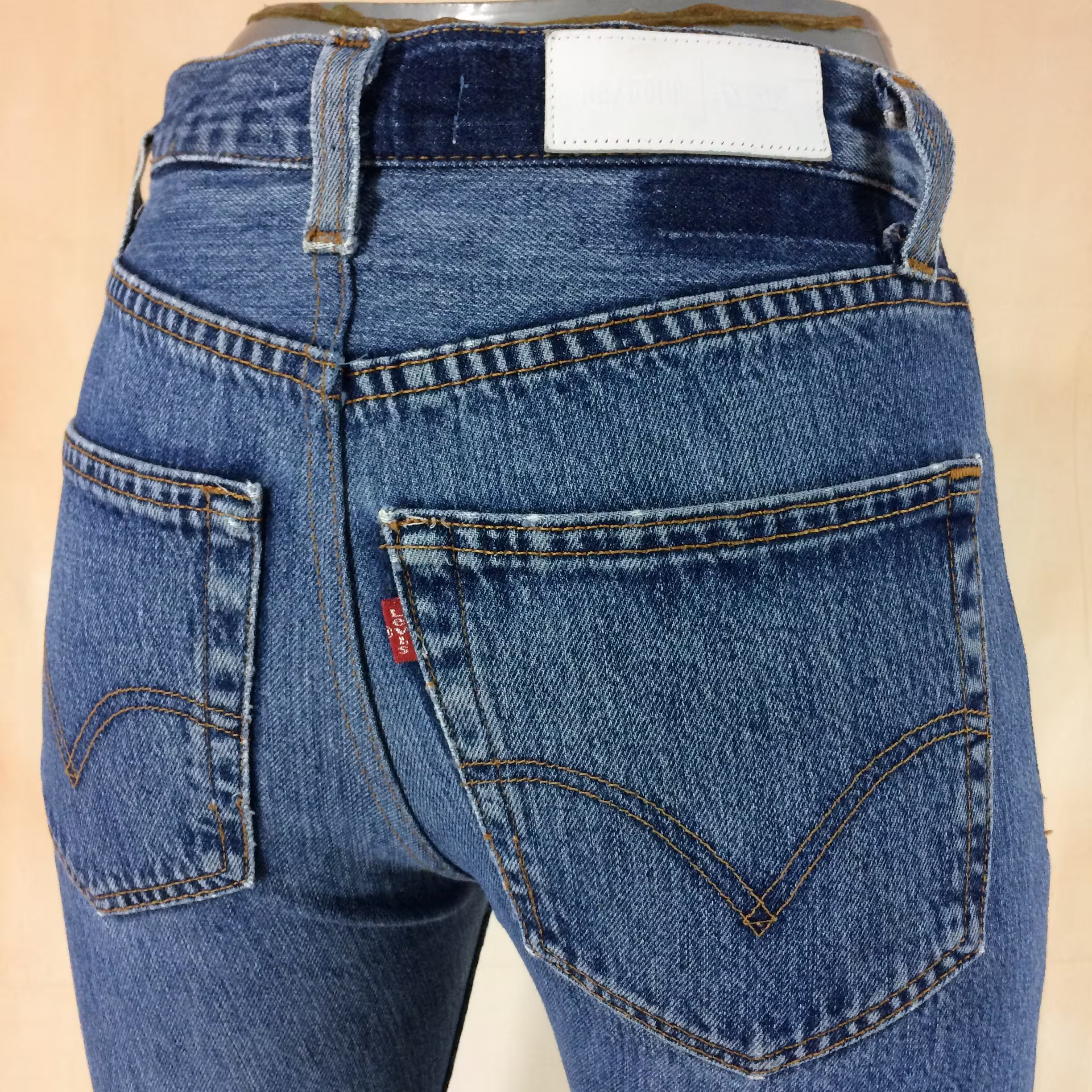 Size 27 Levis Re/Done Women's Wide Leg Jeans Vintage Reworked W27 L27 Medium Waisted Deconstructed Flare Upcycled Levi's
