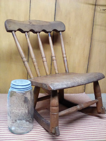 Antique Childs Rocking Chair/ 1800's Primitive Handcrafted Child's Chair Lots Of Charm/Free Shipping