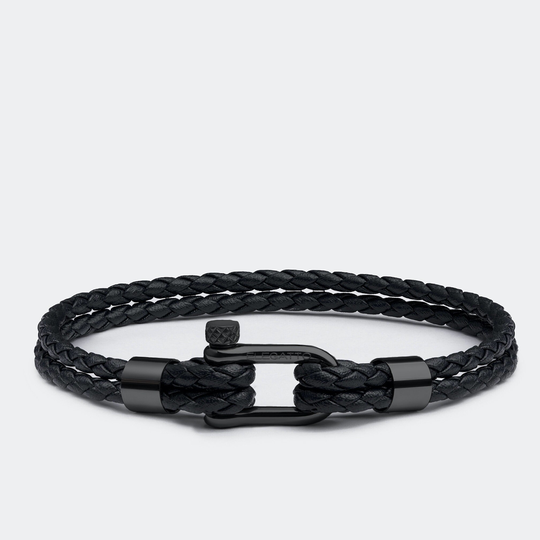Men's Black Leather Bracelet - Elegatto Helix All Braided Jewelry Father's Day Gift For Him 2022